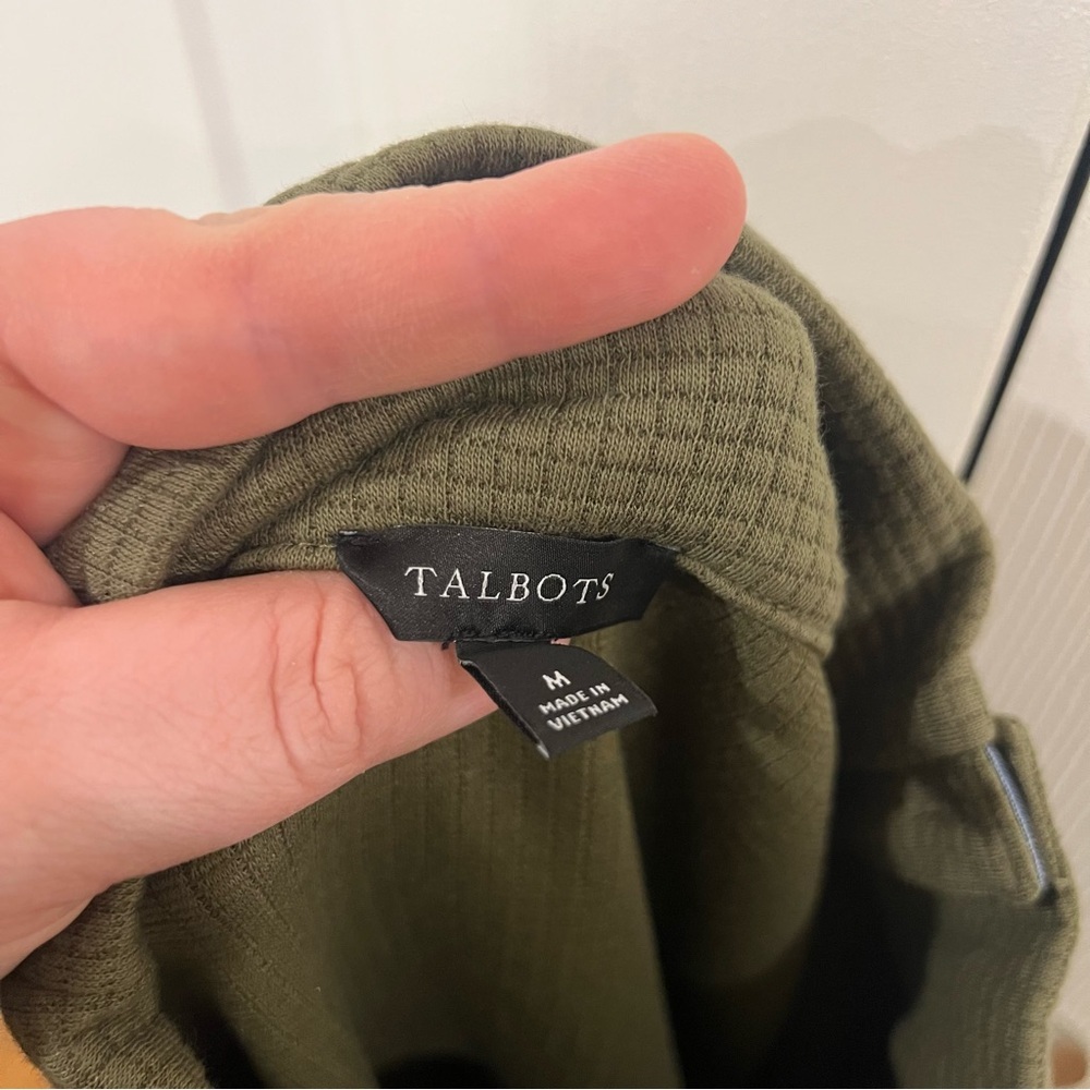 Talbots Button Mockneck Pullover Burnt Olive Gree… - image 8